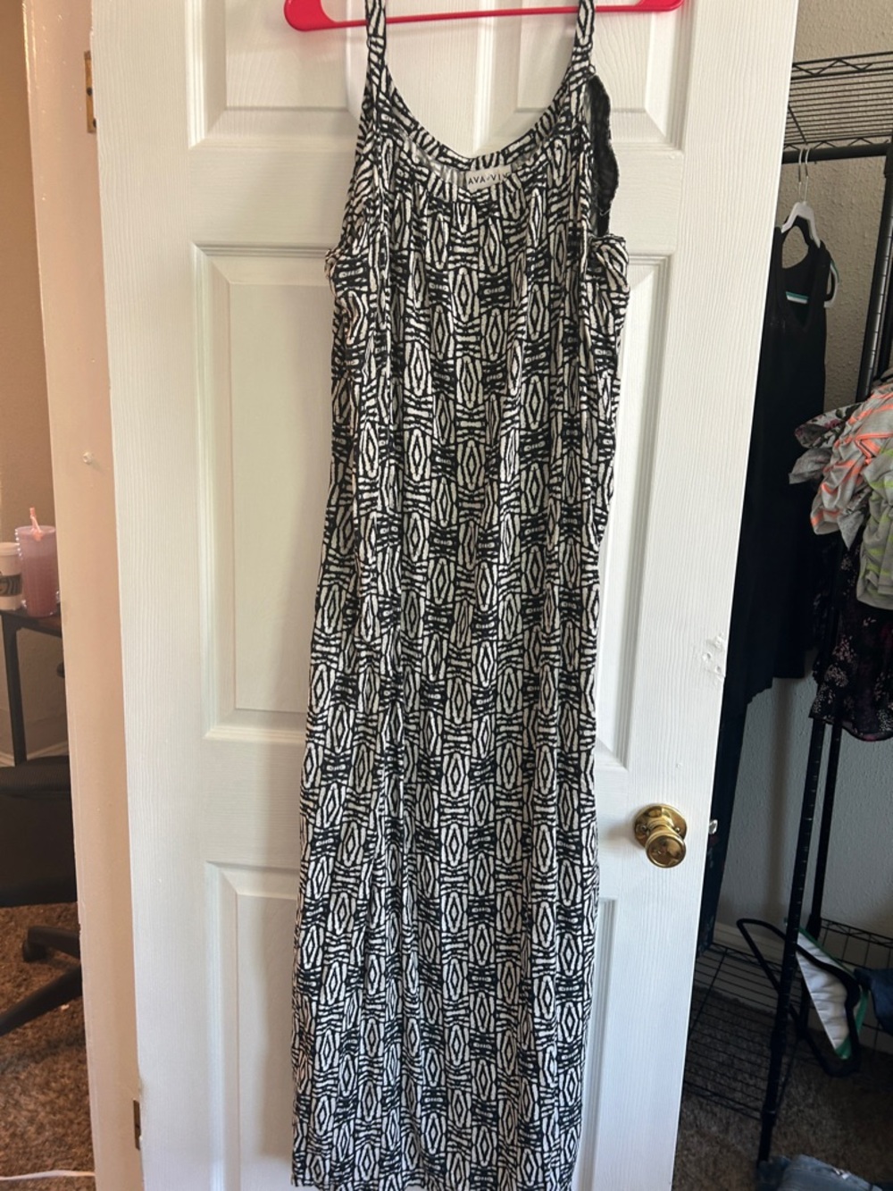 Ava & Viv Black and White Patterned Maxi Dress